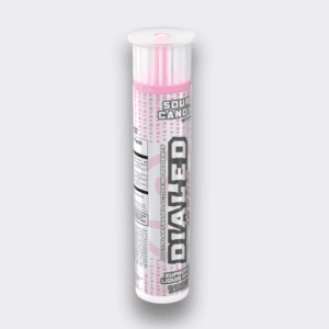 Nutralink Products DYALED Sour Candy effervescent tablets in a white and pink tube, sour candy flavor supplement for energy and mood support.