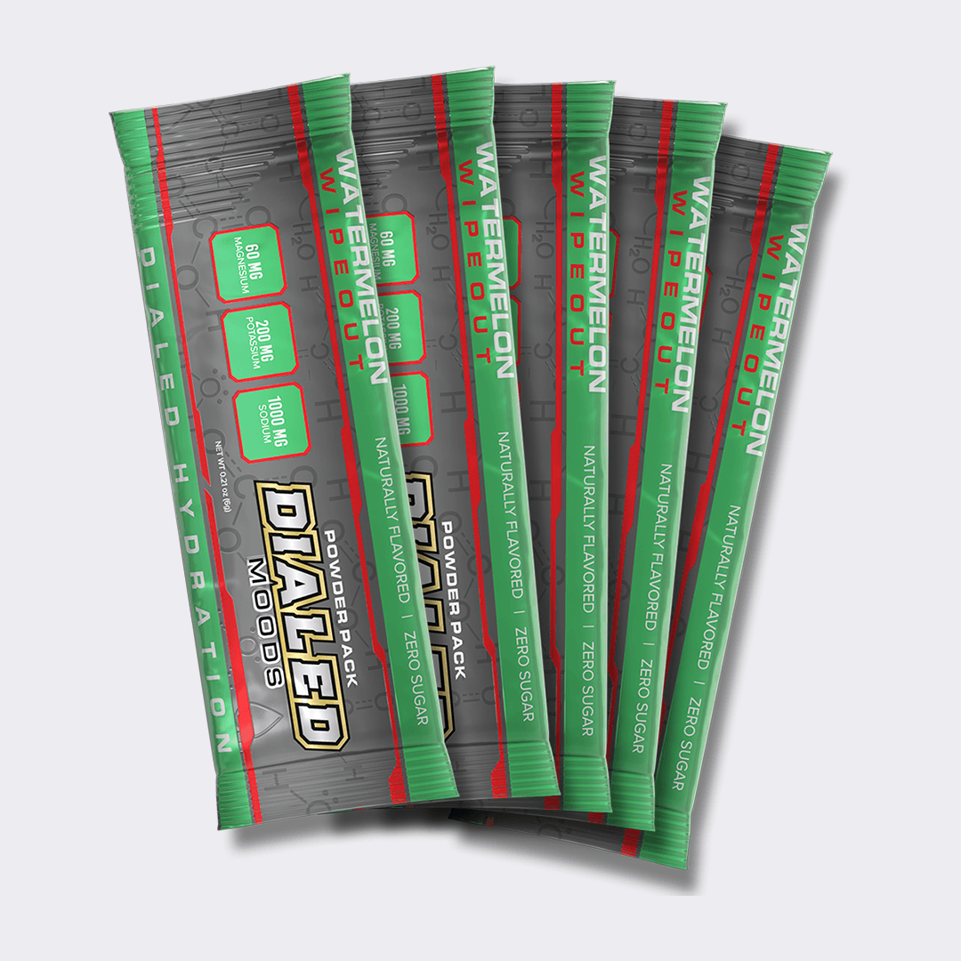 Dialed Products HYD-5 Watermelon Wipeout electrolyte hydration powder packet refreshing sugar-free watermelon hydration drink mix with essential electrolytes for workout recovery and peak performance